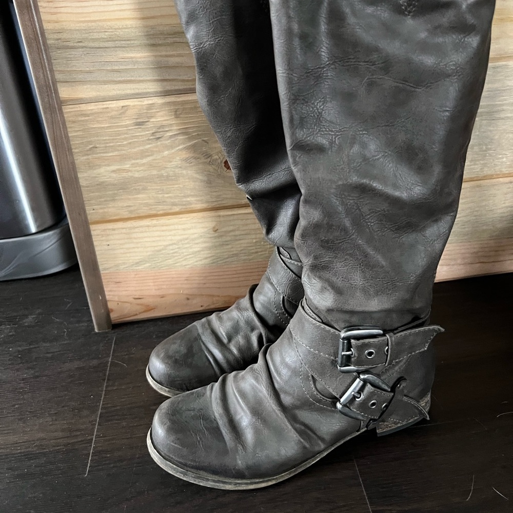 Tall gray boots